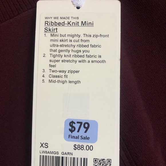 Lululemon Ribbed Knit Mini Skirt NWT - Picture 8 of 8